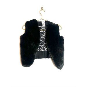Vintage BADGLEY MISCHKA Black Vest faux fur S/M